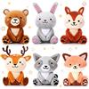 Aoriher 6 Mini Giocattoli di Peluche Animali del Bosco | Procione, Scoiattolo, Coniglio, Orso, Portachiavi Peluche, Peluche Animali del Bosco per Baby Shower, Compleanno