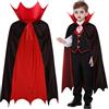 CHUNLINLAODA Vampire Cape con collare-Nero Rosso Double Sided, Costume da Vampiro di Halloween, Mantello Vampire Bambini, Mantello da Dracula, per Carnevale Halloween Cosplay Costume