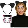 IHLOOTD Set di accessori per costume da zebra, con orecchie di zebra, con tatuaggi | Cerchietto con orecchie di animale con tatuaggi per il viso, accessorio per costume di animali per Halloween, carnevale