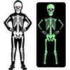 Ruioomeep Costume da scheletro per bambini, costume da scheletro che si illumina al buio, costume di Halloween completo con guanti per Halloween, Natale, carnevale, feste