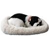 BeVistoso Cane realistico, animale di peluche che respira con letto, Border Collie | Movimento respiratorio realistico, struttura in peluche realizzata a mano, base letto antiscivolo, arredamento versatile per
