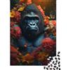 1M6T7B2K Gorilla Fiori Colorati Giungla Puzzle 1000 Pezzi Carta per Adulti Relax Concentrazione Decorazione Regalo 38x26cm/1000pcs