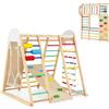 COSTWAY 8 in 1 Castello Parco Giochi Pieghevole per Bambini (Colorato) | Giocattoli Montessori da Arrampicata con Altalena, Scala, Barre per Scimmie, Rete da Arrampicata e Gioco dell'Abaco, 3+ Anni
