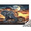 6N2X9A4S Elefante africano e leone Puzzle 1000 Pezzi Carta per Adulti Tramonto nella savana Relax Focus Famiglia Decorazione Regalo 38x26cm/1000pcs