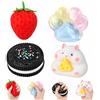 magnetspiele Squishy giocattolo antistress, 4 pezzi | Squishy Fragola Zampa di Gatto Biscotto Criceto Antistress Portatile Squishies per Bambini Adulti Lenisce l'Ansia Stress