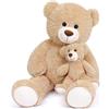 Yeqivo Orsacchiotto gigante animali di peluche 100 cm, grande orso di peluche madre con bambino, orsacchiotto gigante per bambini, fidanzata della festa della mamma, San Valentino (marrone chiaro)