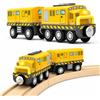 SunZug Ferrovia elettrica per bambini, trenino in legno, trenino giocattolo con luce e suono, set magnetico compatibile con Brio Thomas, auto giocattolo per bambini dai 3 anni in su, giallo