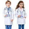 BSBUY Costume Dottore Bambino, Camice Laboratorio Bambino, 4 Pezzi Costume da Medico per Bambini, con Goggles, Carta D'identità, Ingrandimento, Kid Scienziato Cosplay Costume per Halloween, Bianco