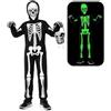 Aubzy Costume Scheletro Luminescente - Glow in the Dark Tuta Scheletro per Ragazzi Ragazze, Halloween Carnevale Cosplay Compleanno Festa
