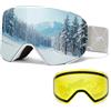 JQF Gear Occhiali da sci magnetici OTG YH693C, Occhiali da sci Unisex | Occhiali da sci con set di lenti polarizzate, protezione UV,antiappannante,rivestimento REVO e fascia antiscivolo regolabile