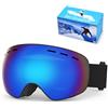 APKOL Maschera da Sci Sferica, Maschera Sci OTG Uomo & Donna | con Protezione UV400, Antinebbia & Antigraffio, Compatibile con Casco, in Scatola Regalo Colorata (Blu)