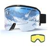 JQF Gear Occhiali da sci YH359 OTG Unisex Occhiali da snowboard | Occhiali da Sci con Fascia Antiscivolo Antinebbia UV Goggles REVO Regolabili per Sci Ciclismo Deportes de