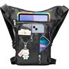 SHUOHONG Marsupio Gamba Moto Nero Regolabile Marsupio da Gamba | Molteplici Tasche Ampia Capacità Borsello Moto per Campeggio Escursionismo, Alpinismo, Ciclismo, Pesca e Corsa All'aperto