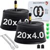 AVVS tech Camera d'aria per bicicletta 20 pollici AV 48 mm | 20 x 4.0 20 x 4.10 20 x 4.125 20 x 2.20 | Valvola automatica Schrader lunga | Fatbike E-Bike | Set da 2 pezzi con tappi luminosi e leva di montaggio