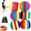 YUNFAN 6 Pcs Hacky Sack,Footbag Hand-Made Knitted Sack,Assorted Foot Bag Crochet Hacky Ball for Adults,Juggling Balls with Multicolored Geometric Pattern,Outdoor Soccer Kick Bag,for Beginners