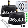 AVVS tech Camera d'aria per bicicletta 26 pollici AV 48 mm | 26 x 4.0 26 x 4.10 26 x 4.125 26 x 2.20 | Valvola auto Schrader lunga | Fatbike E-Bike | Set da 2 pezzi con tappi luminosi e leva di montaggio