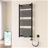 Mai & Mai Radiatore da Bagno 120x50cm con Elemento Riscaldante 600W, Nero | Riscaldatore Asciugamani Elettrico WiFi, Radiatore 2-in-1, IP44, Acciaio SPCC per Bagno