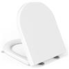 YEAUPE PRO Tavoletta WC Forma D Lungo Urea-Formaldeide con Maniglia, Bianco | Copriwater WC con chiusura ammortizzata e sgancio rapido a pulsante, testato 150 kg, 46,4 x 35,9 cm per WC Forma D