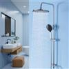 Auralum Colonna Doccia senza Miscelatore, Set Doccia con 25cm Soffione a Pioggia e Doccetta 4 Getti, Asta Doccia Regolabili 74-112cm, Saliscendi Doccia Acciaio Inox Adattarsi ai Fori Esistenti, Cromo