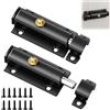 HORREX 2 Pezzi Chiavistello a Molla Nero Chiavistello per Porta in Legno | Chiavistelli in Acciaio Inox Automatica con Pulsante y Viti per Finestre Porte dell'Armadio Cancelli da Giardino Gabbie