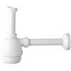Schläfer 4395300 | Sifone Universale a Fiasco per Lavelli a 1 vasca 11/2 - Uscita Diam 40mm x L. 250 mm, Entrata da L. 130 mm, Scarico Lavandino Autopulente in PP ad un Bacino con Rosone, Bianco