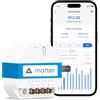 Meross Interruttore WiFi Matter MSS815, 1 Vie | Filo Neutro Richiesto | Controllo Luce e Monitoraggio Consumi Elettrici | Configurazione Rapida | Compatibile con Apple HomeKit, Alexa e Google Home