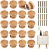 PetGlimmer 20 Pezzi Pomelli per Mobili Legno, Rotonde Pomelli per Cassetti | Pomello Mobile con Viti, 28 x 21 mm Pomellio in Legno Superficie Laccata, Manopole per Armadi, Comodino, Cucina, Cassetto