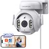 SHIWOJIA Telecamera Wi-Fi Esterno, 5MP 360° PTZ Videocamera di Sorveglianza con Auto Tracking, Rilevamento del Movimento, Smart Life Camera TUYA Compatibile con Alexa