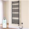 Mai & Mai Radiatore da Bagno 160x50cm con Elemento Riscaldante 600W, Nero | Riscaldatore Asciugamani Elettrico WiFi, Radiatore 2-in-1, IP44, Acciaio SPCC per Bagno