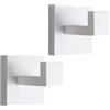 YUET 2 Pezzi Ganci Parete Quadrato Portasciugamani in Acciaio Inox Bianco | Gancio Appendiabiti Asciugamani Parete Cucina Bagno Garage Montaggio Appendere Cappotto Accappatoio