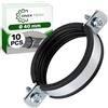 ONIX TECH 10x Isofonica Fascette Metalliche Stringitubo Ø40mm M8 | con Guarnizione in Gomma per Tubi - Collari per Tubi in Acciaio Zincato - ONIX TECH