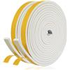 YANKUIRUI Nastro Autoadesivo in Schiuma, 10mm(Larghezza) x 6mm(Spessore), Guarnizione in Gomma per Porte e Finestre, Anti Freddo, Rumore e Collisione, Lunghezza Totale 10M, Bianco