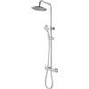 Inbagno Colonna Doccia Regolabile H 115 Cm In Acciaio Inox Cromo Completa Di Soffione, Doccetta Monogetto, Miscelatore Meccanico Con Deviatore A Due Vie E Flessibile 150 Cm