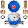 LALAGO Contatore Acqua Intelligente 15mm 1/2 Pollice per Uso Domestico | Contatore Acqua Giardino Antigelo, Tipo Rotor Meccanico, Contatore Acqua Fredda con Copertura Protettiva e Raccordi in Ottone