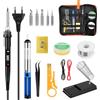 Gbformat Saldatore a Stagno Kit 100W LCD Temperatura Regolabile 180-520℃ | Stagnatore Elettrico con Interruttore ON-OFF/50g Filo di Saldatura/5 Punte/Pompa Dissaldante/Supporto per Saldatore/Pinzette