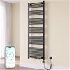 Mai & Mai Radiatore da Bagno 180x50cm con Elemento Riscaldante 900W, Nero | Riscaldatore Asciugamani Elettrico WiFi, Radiatore 2-in-1, IP44, Acciaio SPCC per Bagno