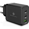 Wicked Chili Caricabatterie Wicked Chili 65W USB-C GaN, alimentatore a 3 porte con doppia porta USB-C e USB-A, compatibile con Microsoft Surface Laptop, Surface Book, Surface Go e Surface Pro, notebook, telefoni cellulari e tablet