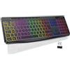 Lustrens Tastiera da gioco wireless, silenziosa, con illuminazione, ergonomica e resistente all'acqua, a 2,4 GHz, compatibile con Windows/Mac/PS4/Xbox