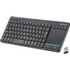 Lustrens Mini tastiera con touchpad multitouch integrato - Wireless RF + Bluetooth, layout QWERTY