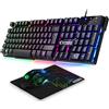 Lustrens Kit 3-in-1 MK800: Tastiera da gioco QWERTY con illuminazione RGB e mouse da gioco