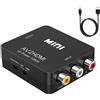 Lustrens Convertitore da RCA a HDMI, da AV a HDMI, compatibile con PAL/NTSC, mini adattatore 1080P