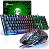 Lustrens Set tastiera e mouse da gaming USB, layout UK - colore nero