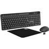 Lustrens Tastiera e mouse wireless, 2,4 GHz, con tasti silenziosi, layout francese AZERTY, lunga durata della batteria