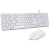Lustrens Set di tastiera e mouse cablati per Mac, colore bianco - Tastiera e mouse AZERTY francesi, risoluzione 2400 DPI