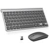 Lustrens Set tastiera e mouse wireless, 2,4 GHz, composta da una tastiera ultraleggera e un mouse ergonomico e silenzioso, con 12 tasti di scelta rapida multimediali, ideale per computer