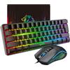 Lustrens Set tastiera e mouse da gaming V700, tastiera compatta da 60%, illuminazione RGB, mouse fino a 3600 DPI, per PC e Mac, colore nero