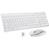 Lustrens Set tastiera e mouse wireless, tastiera 2.4G, layout QWERTZ sottile, per computer/PC/laptop, colore bianco