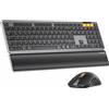 Lustrens Tastiera e mouse wireless, full-size, Bluetooth, ricaricabili, layout QWERTZ tedesco