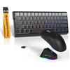 Lustrens Mouse da gioco con tastiera meccanica, combo tastiera e mouse wireless, compatibile con Bluetooth/2.4G/cablata