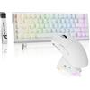 Lustrens Set di tastiera e mouse wireless, colore bianco, tastiera da gaming, con connessione Bluetooth e USB
